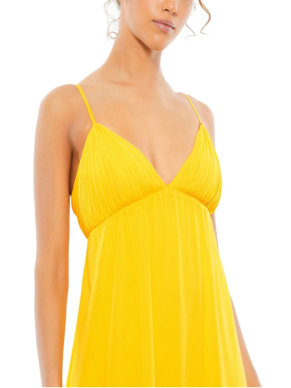 Women's Mac Duggal Yellow Mini Dress, Size 0,